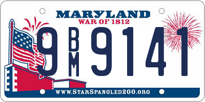 MD license plate 9BM9141