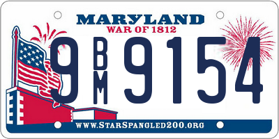 MD license plate 9BM9154