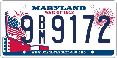 MD license plate 9BM9172