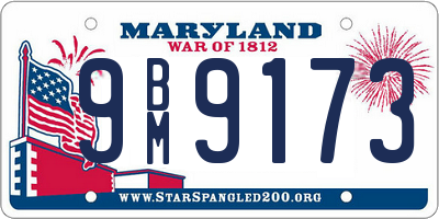 MD license plate 9BM9173