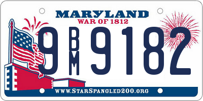 MD license plate 9BM9182