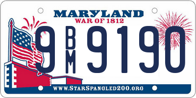 MD license plate 9BM9190