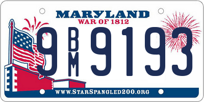 MD license plate 9BM9193