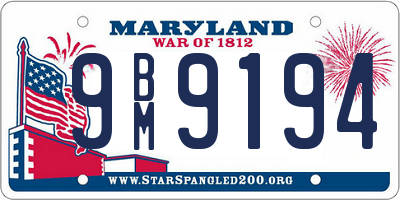 MD license plate 9BM9194