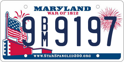 MD license plate 9BM9197