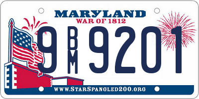 MD license plate 9BM9201