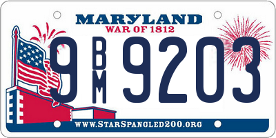 MD license plate 9BM9203