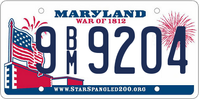 MD license plate 9BM9204