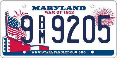 MD license plate 9BM9205