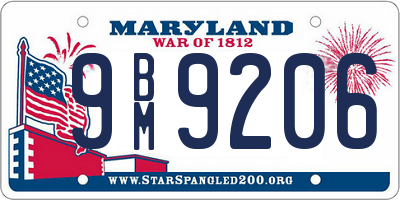 MD license plate 9BM9206