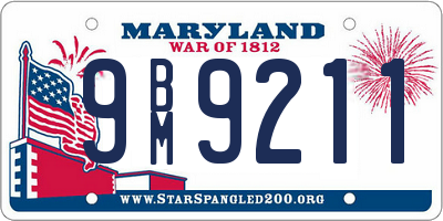 MD license plate 9BM9211