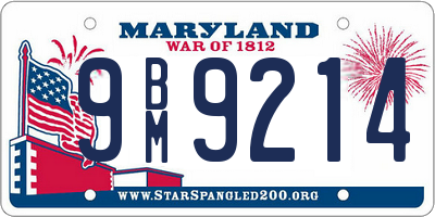 MD license plate 9BM9214