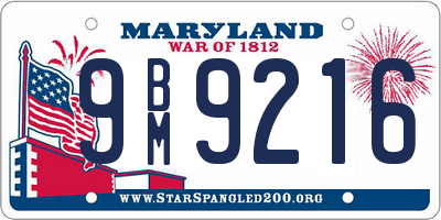 MD license plate 9BM9216