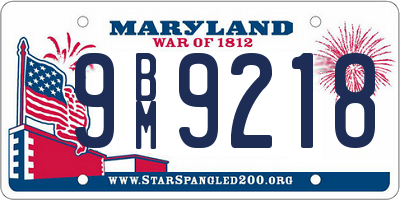 MD license plate 9BM9218