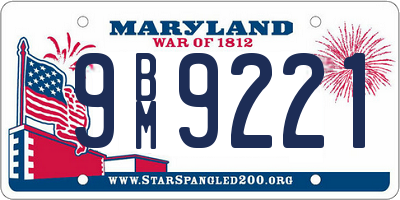 MD license plate 9BM9221