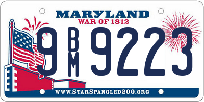 MD license plate 9BM9223