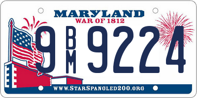 MD license plate 9BM9224