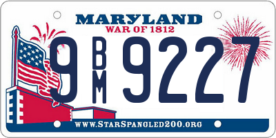 MD license plate 9BM9227