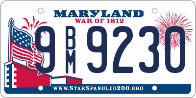 MD license plate 9BM9230