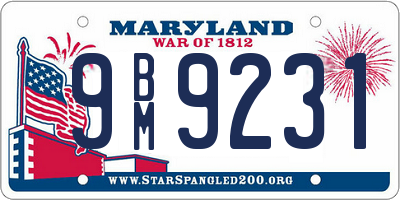 MD license plate 9BM9231