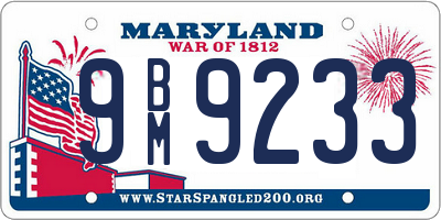 MD license plate 9BM9233