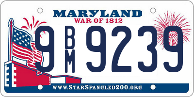 MD license plate 9BM9239