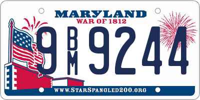 MD license plate 9BM9244