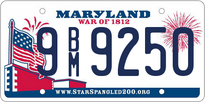 MD license plate 9BM9250