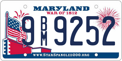 MD license plate 9BM9252