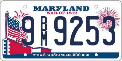 MD license plate 9BM9253