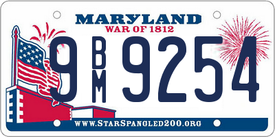 MD license plate 9BM9254