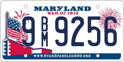 MD license plate 9BM9256