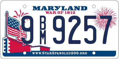 MD license plate 9BM9257