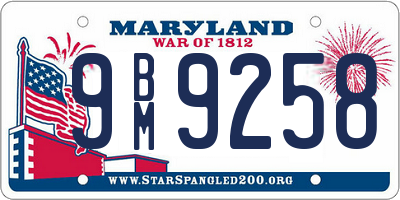 MD license plate 9BM9258