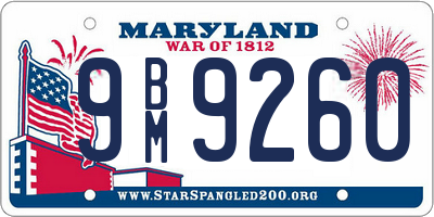 MD license plate 9BM9260