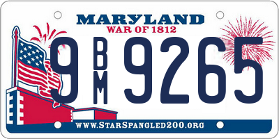 MD license plate 9BM9265