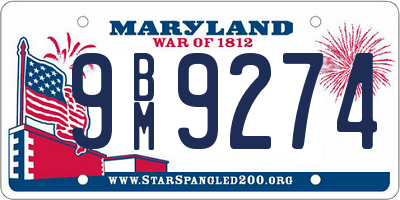 MD license plate 9BM9274