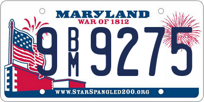 MD license plate 9BM9275