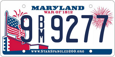 MD license plate 9BM9277