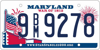 MD license plate 9BM9278