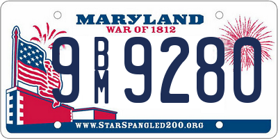 MD license plate 9BM9280