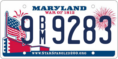 MD license plate 9BM9283