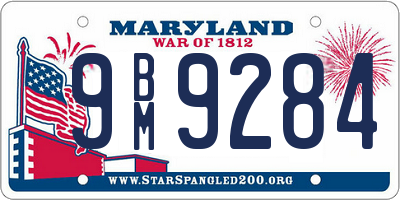 MD license plate 9BM9284