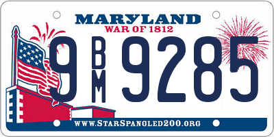 MD license plate 9BM9285