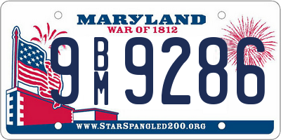 MD license plate 9BM9286