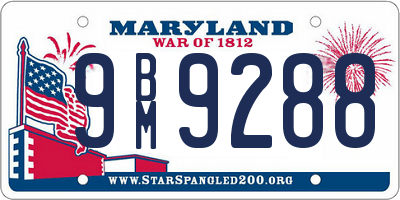 MD license plate 9BM9288