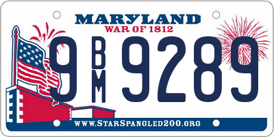 MD license plate 9BM9289