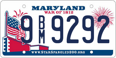 MD license plate 9BM9292