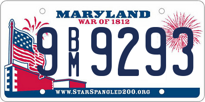 MD license plate 9BM9293