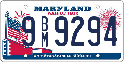 MD license plate 9BM9294